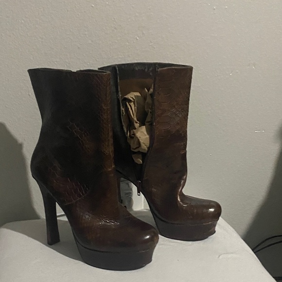 Brown High Heel Ankle Boots - Picture 1 of 4
